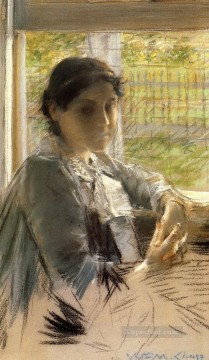窓辺で ウィリアム・メリット・チェイス Oil Paintings